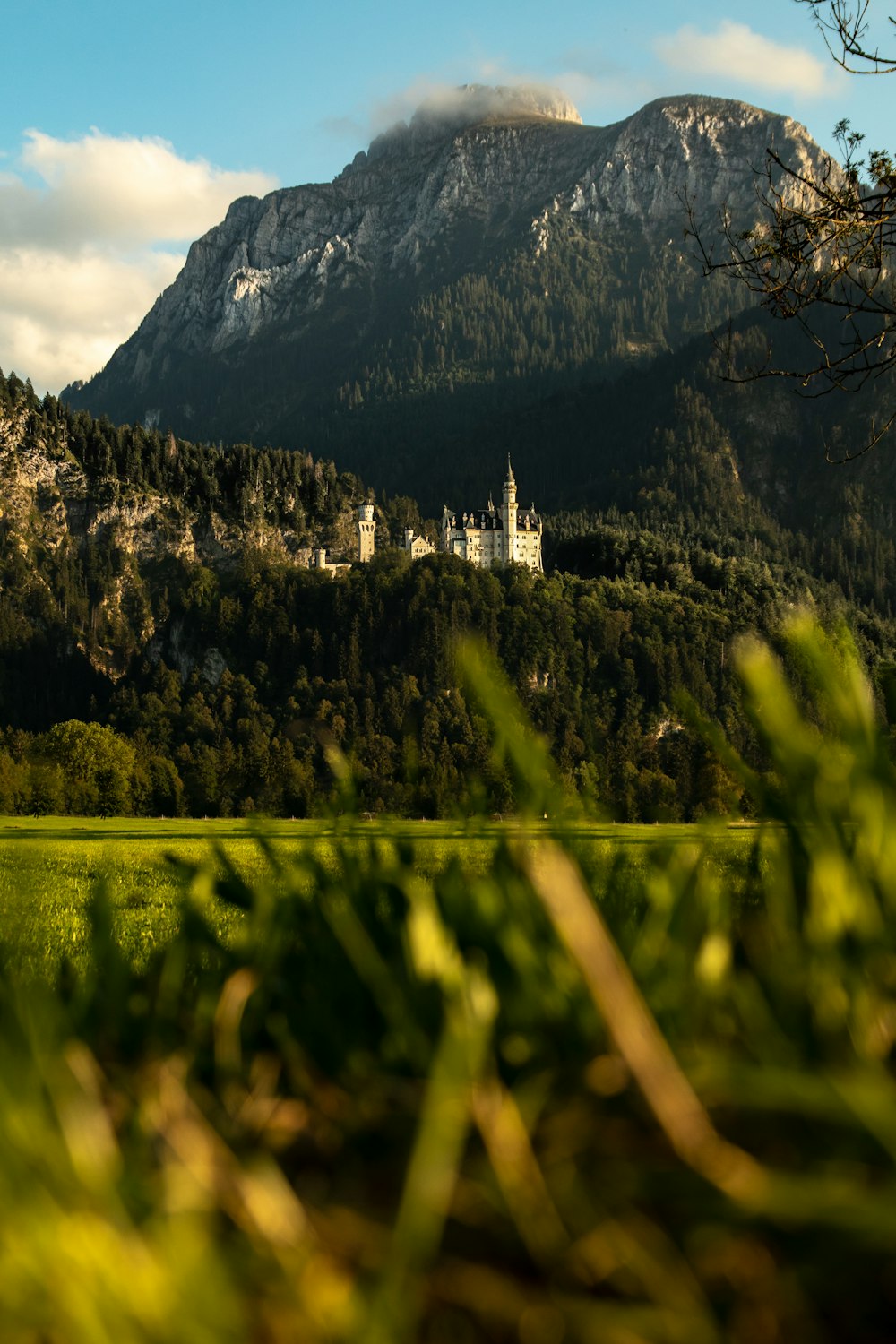 a mountain with a town on it