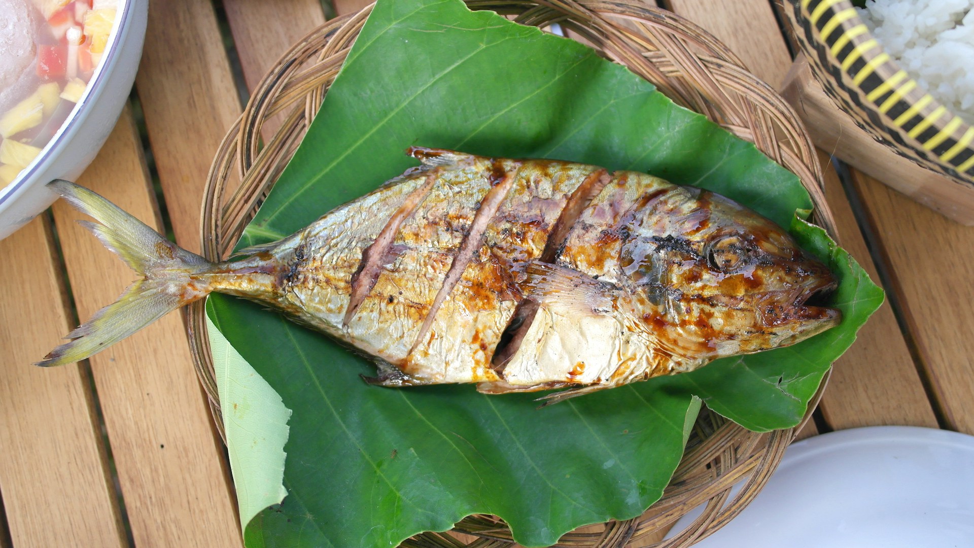a fish on a leaf