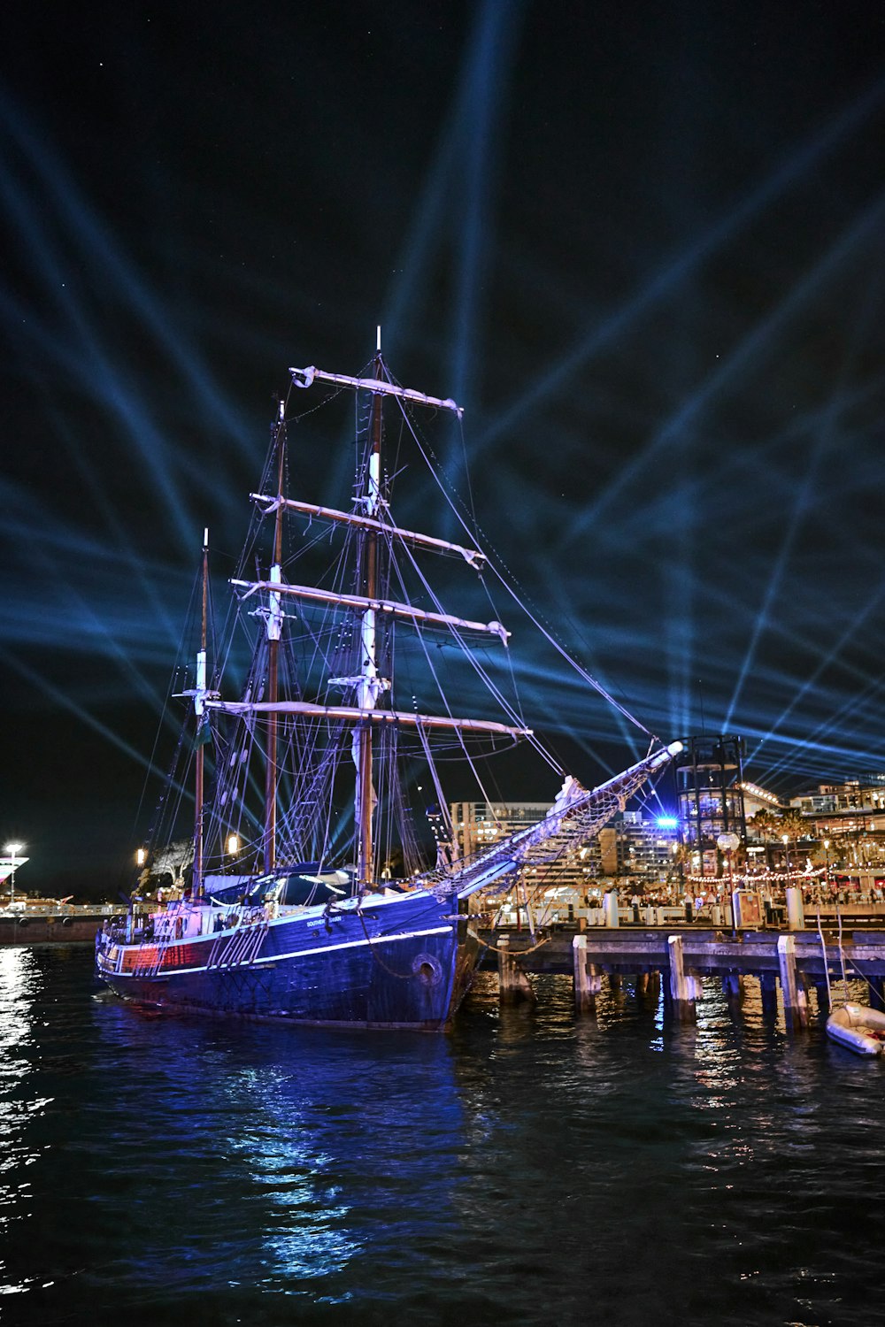 a large ship at night