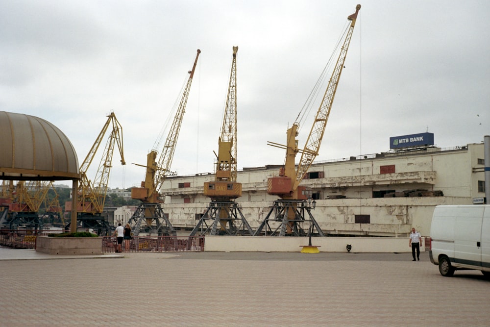 a large ship with cranes