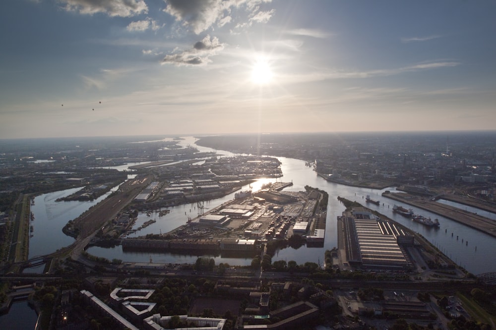 a city with a river running through it