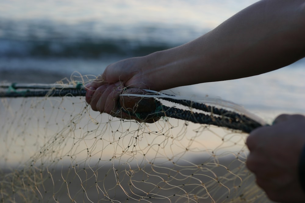 a person holding a net