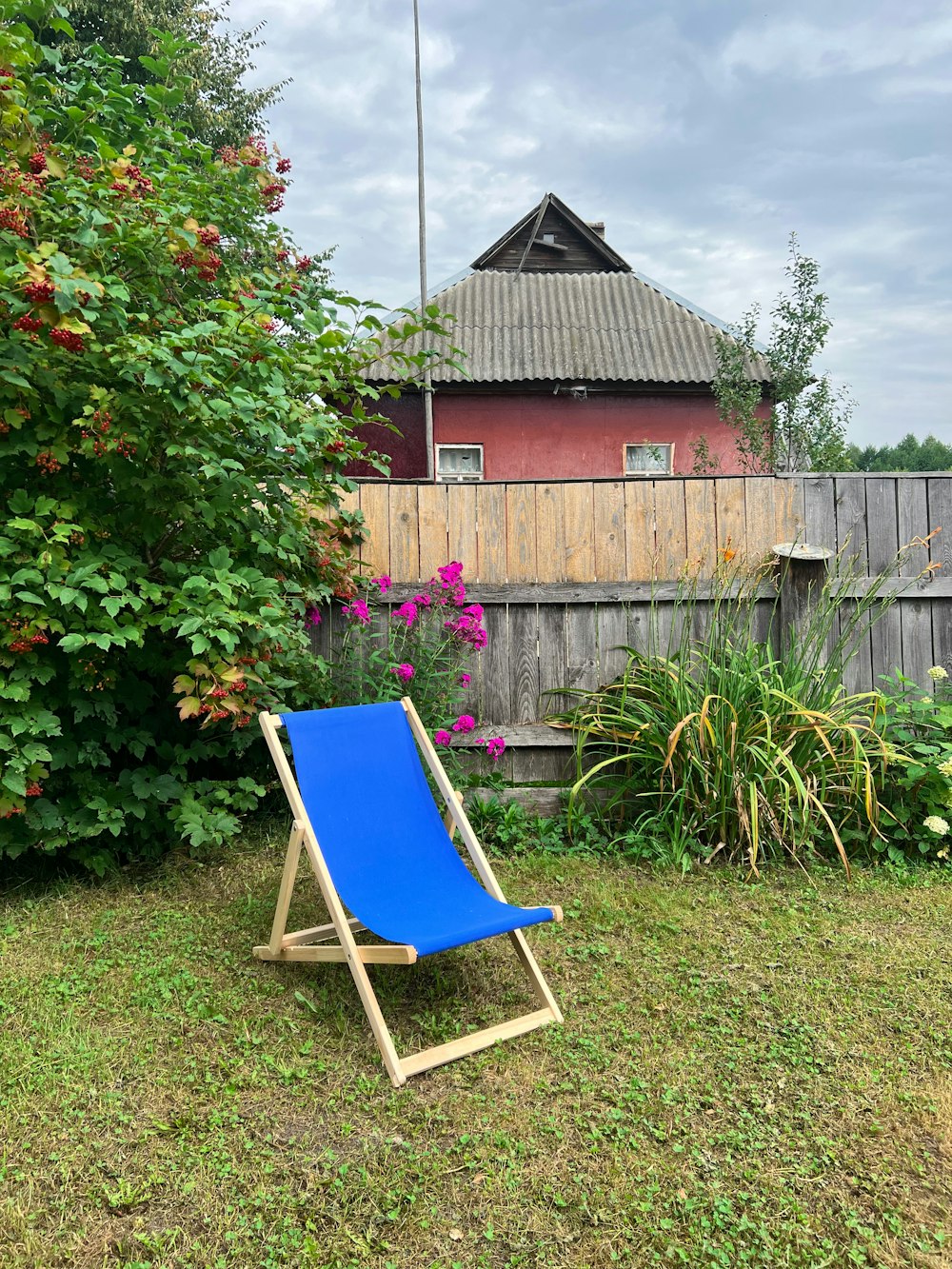 Une chaise dans une cour