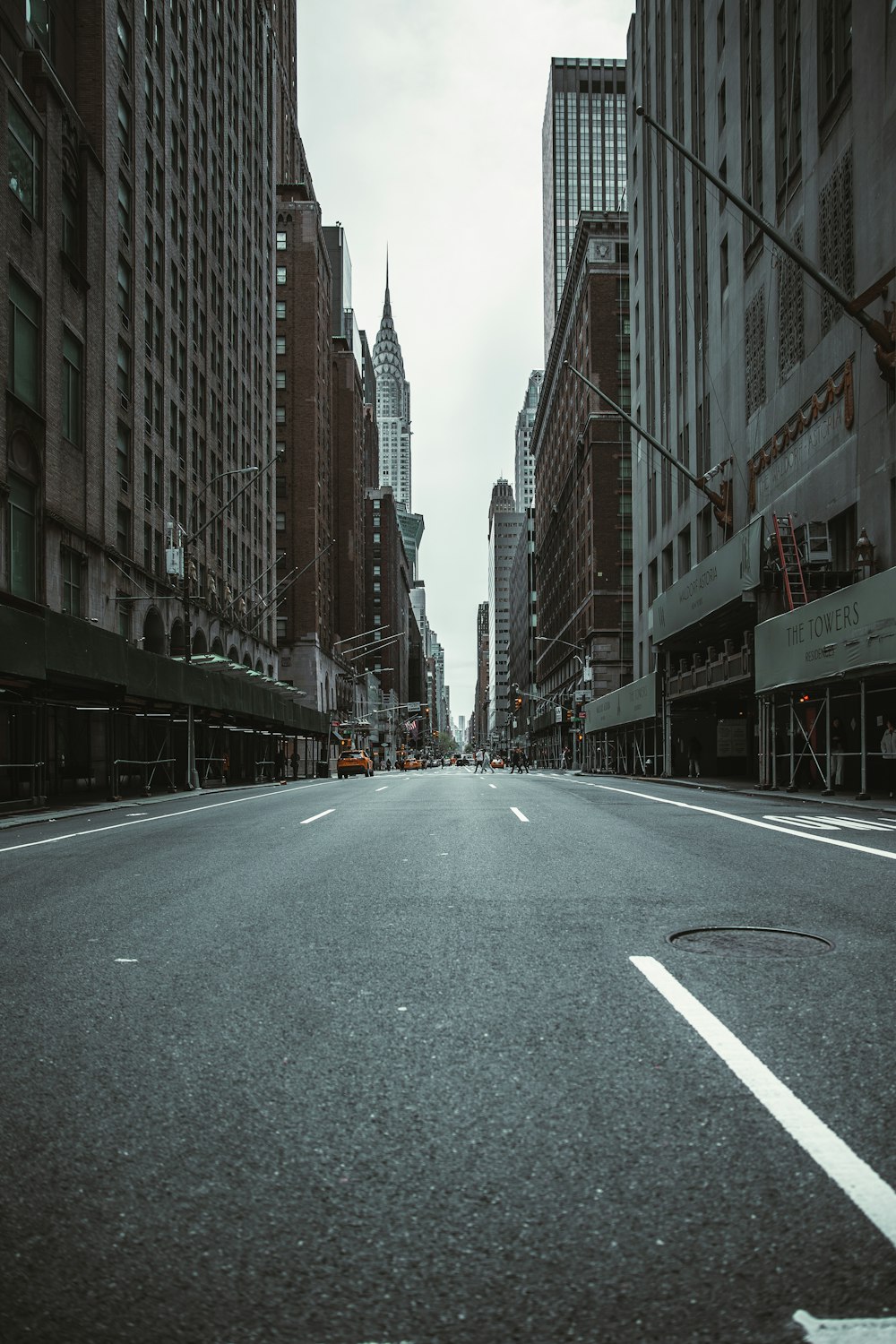 a street with tall buildings on either side of it