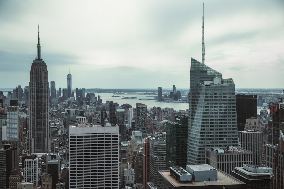 a city with tall buildings,