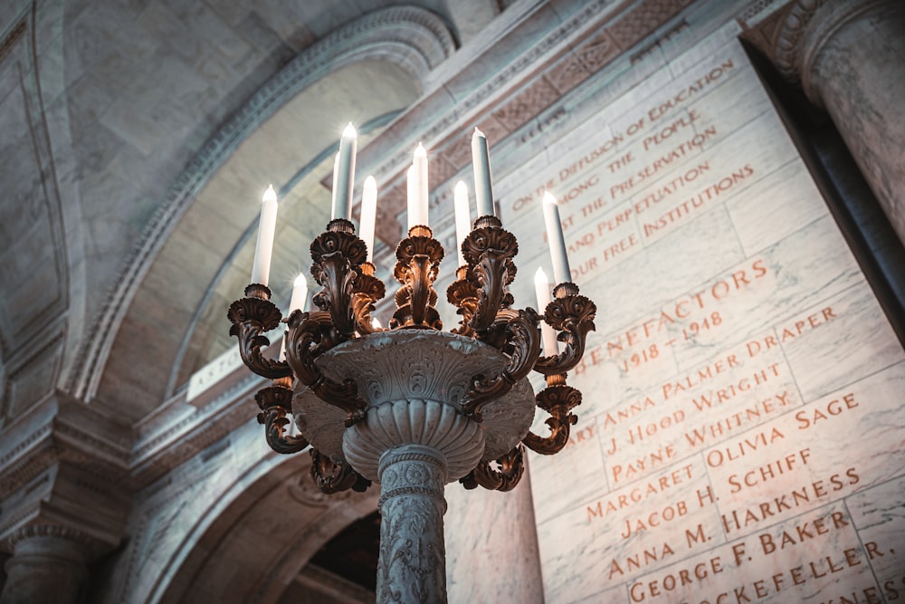 a chandelier with candles