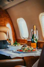 a table with food and wine