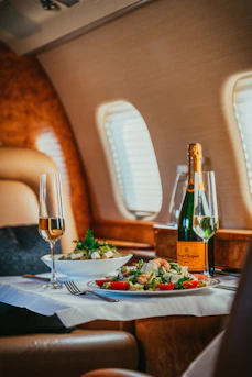 a table with food and wine