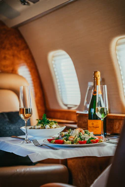 a table with food and wine