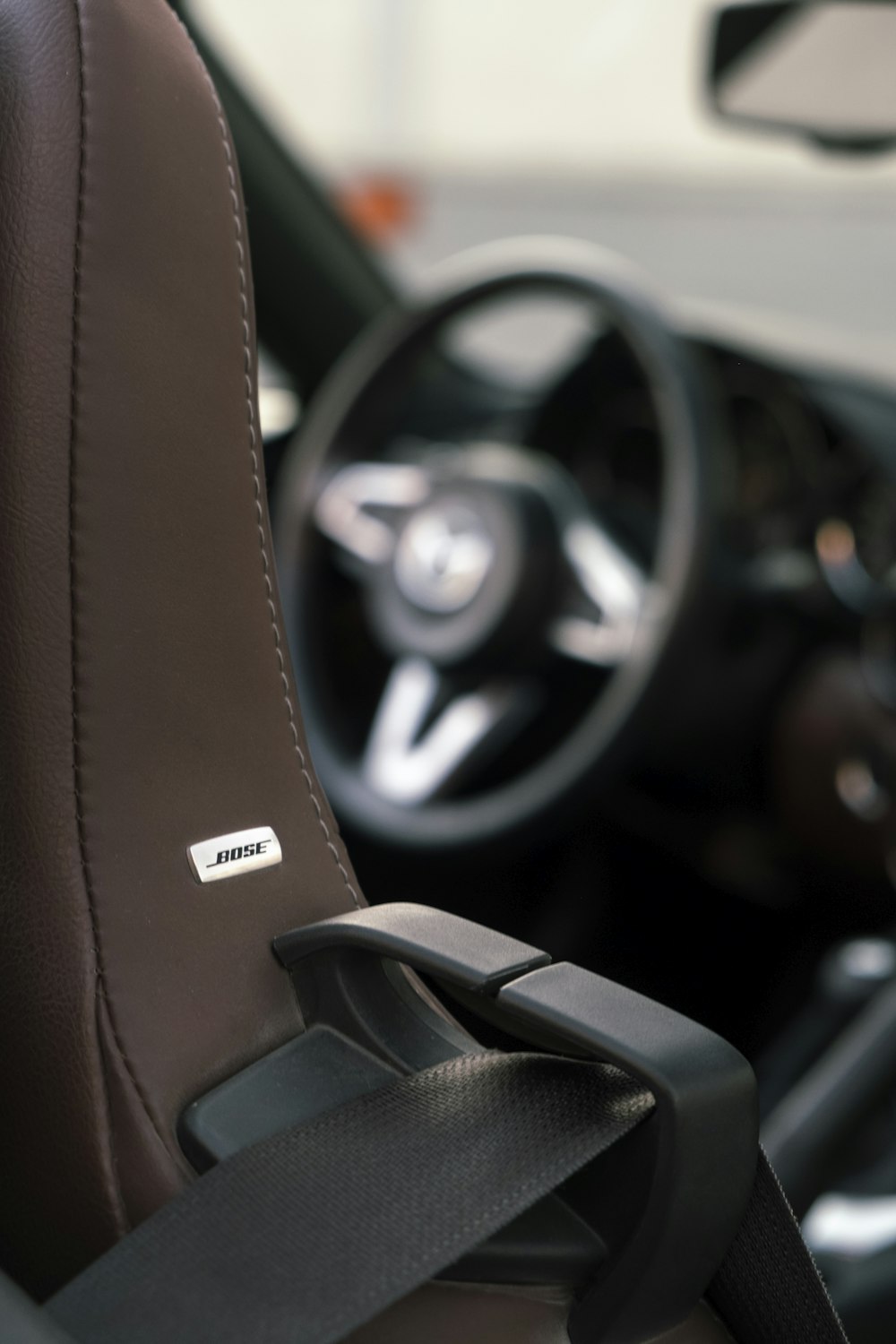 close up of a steering wheel