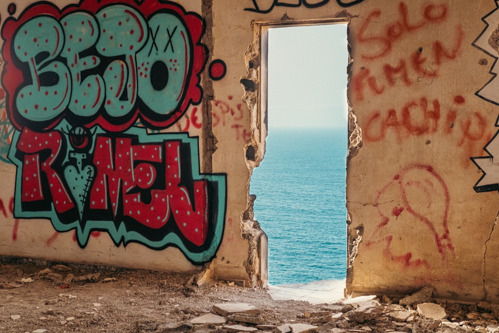 a wall with graffiti