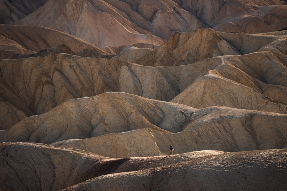 a person walking in a canyon