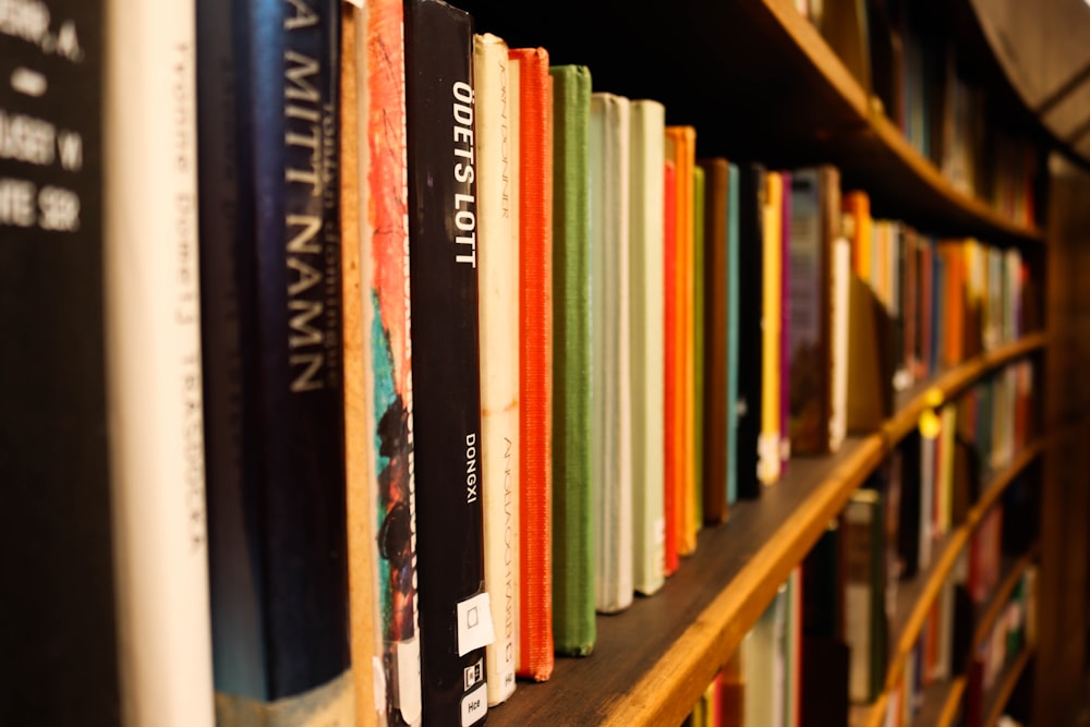 a row of books on a shelf