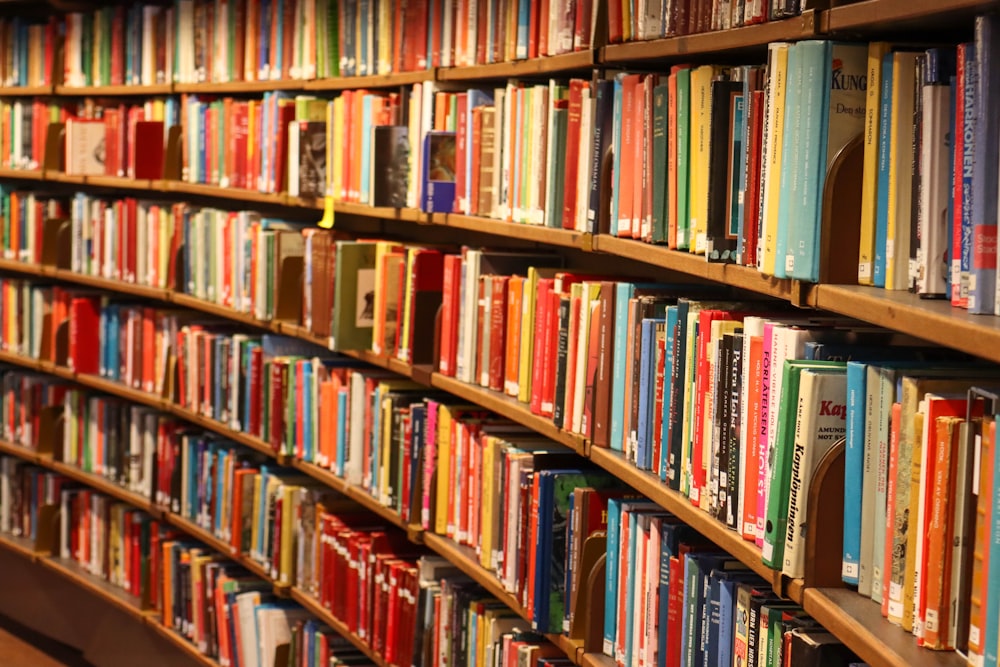 a large collection of books on shelves