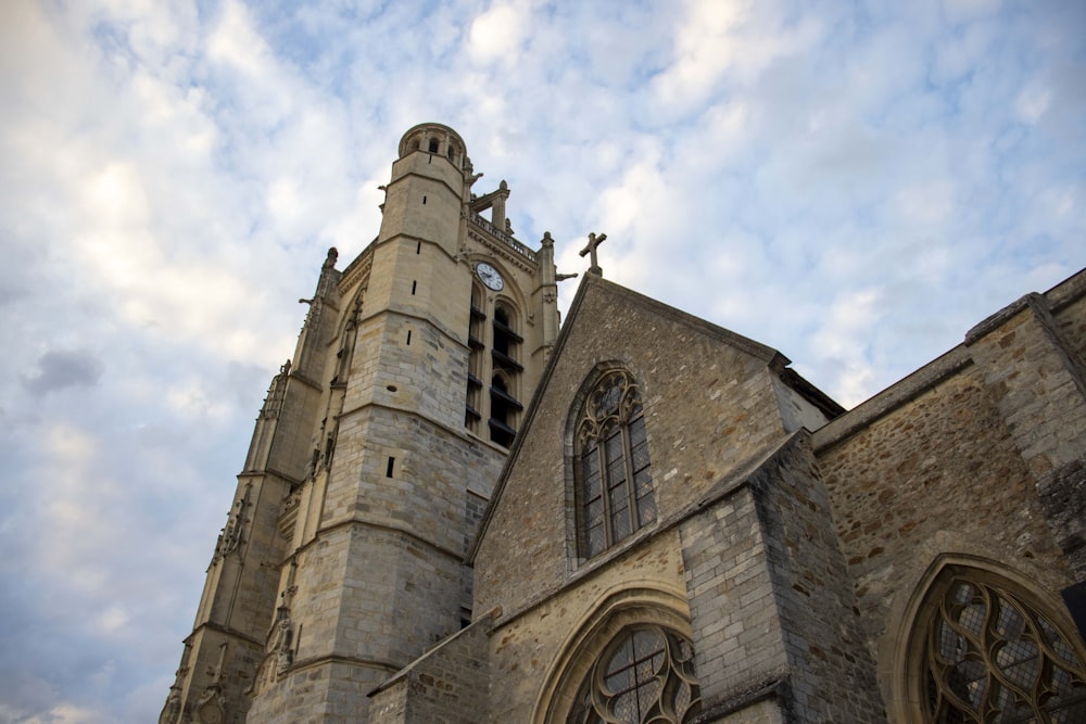 a clock on a tower of a church