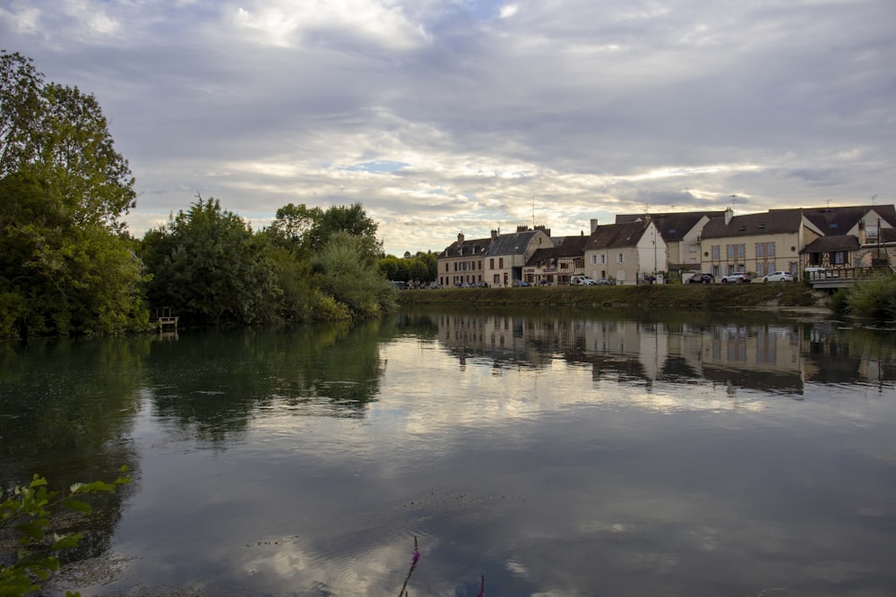 a body of water with houses along it