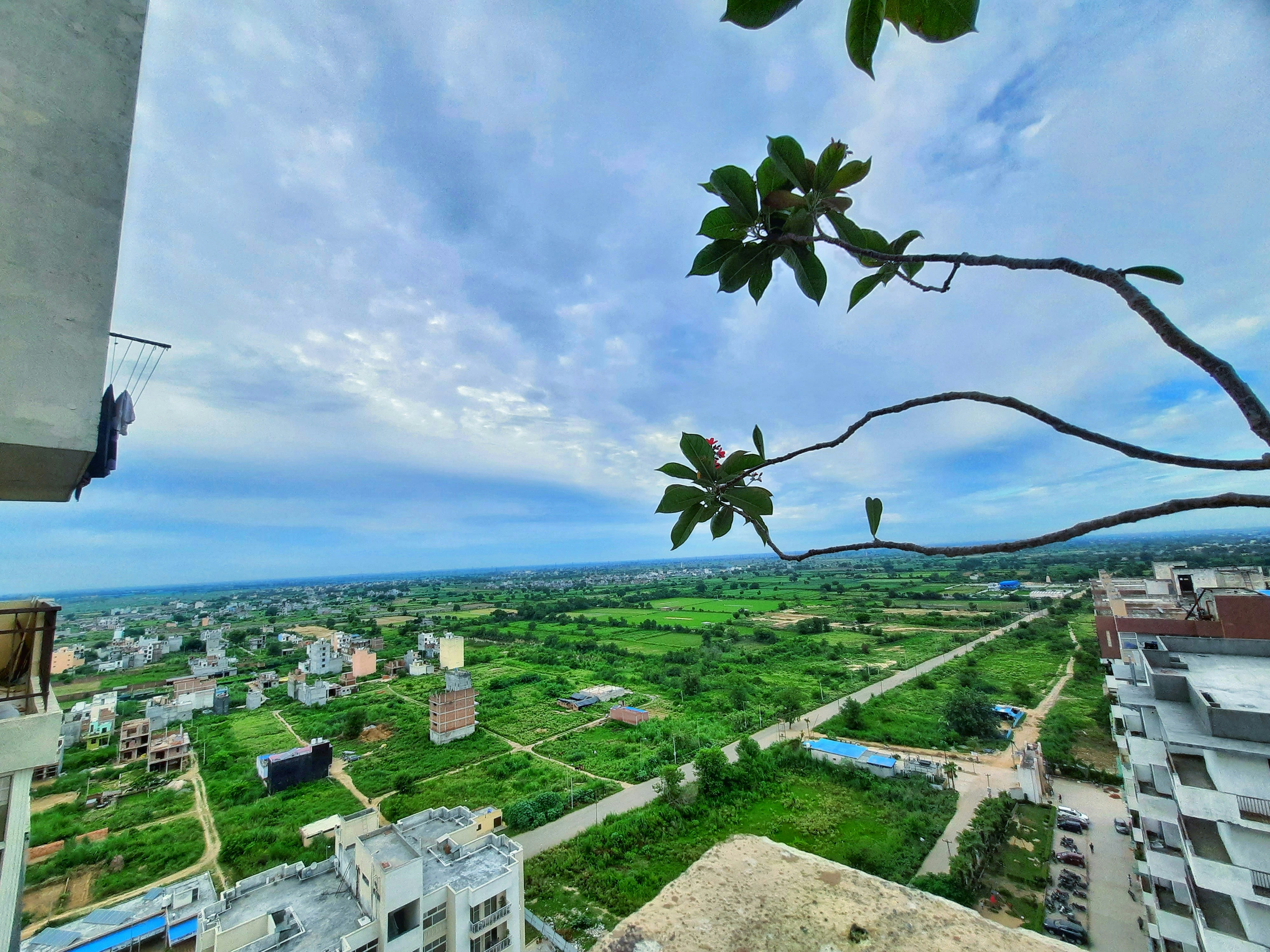 a view of a city from a balcony