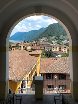 a view of a town from a balcony