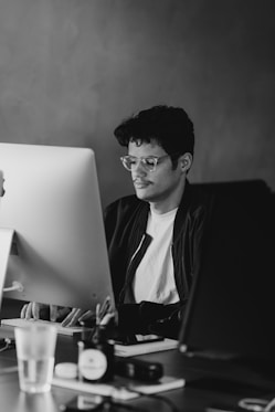 a person sitting at a desk