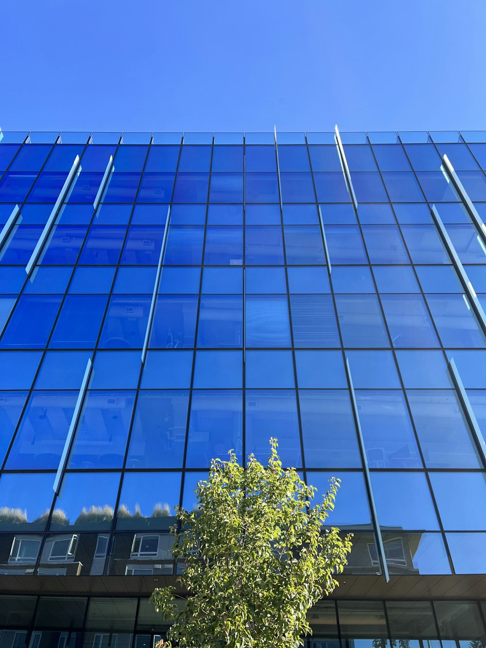 un bâtiment avec des fenêtres en verre