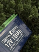 a blue sign with white text