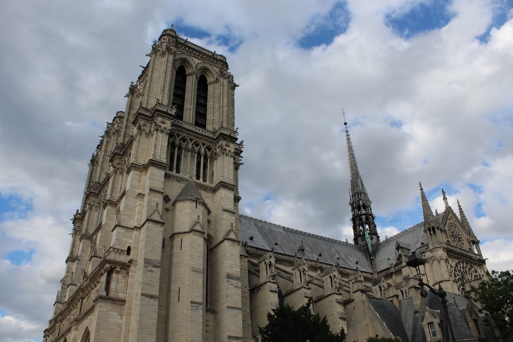 a large stone building with a tower