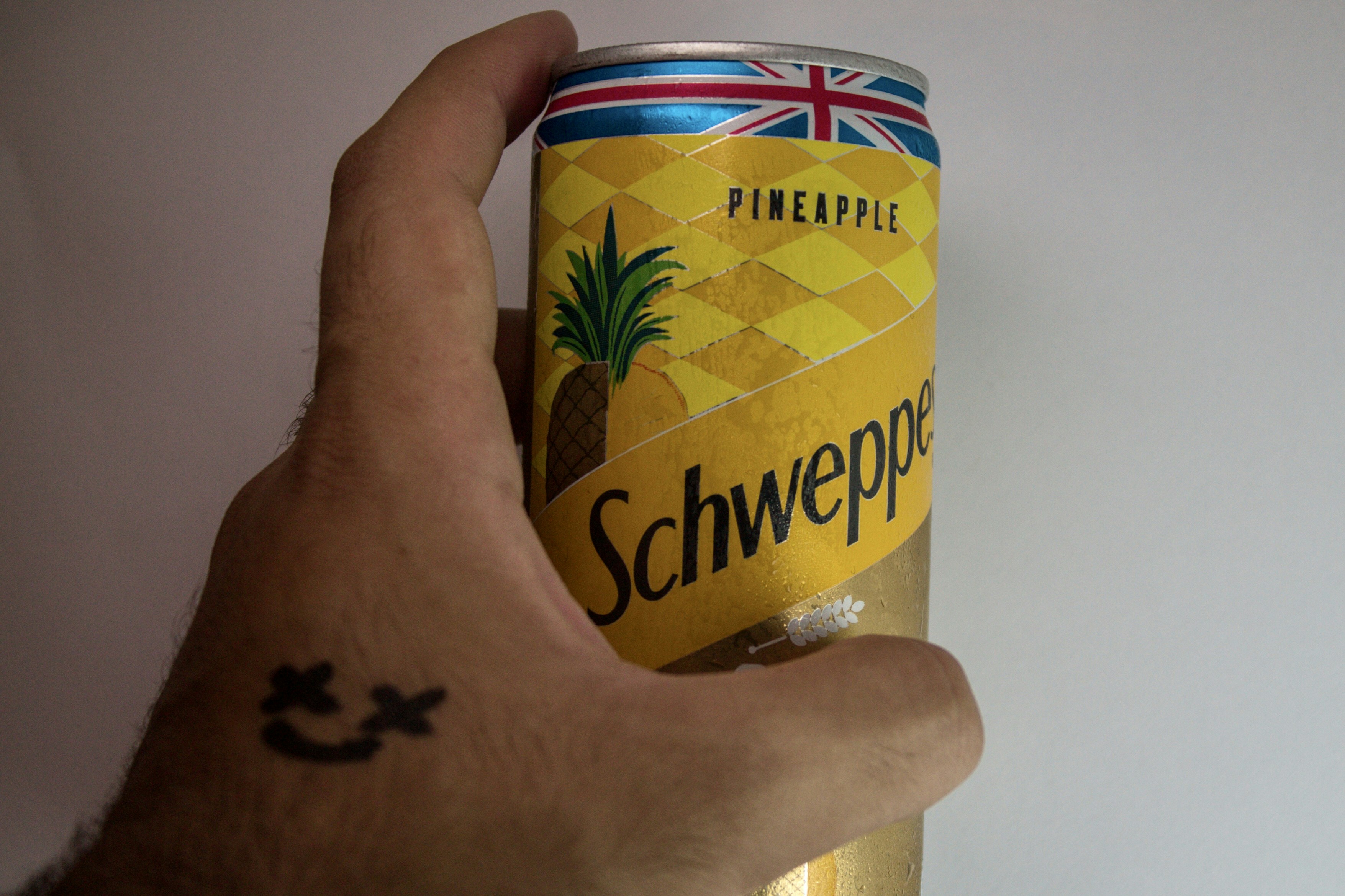 Hand holding branded can mockup
