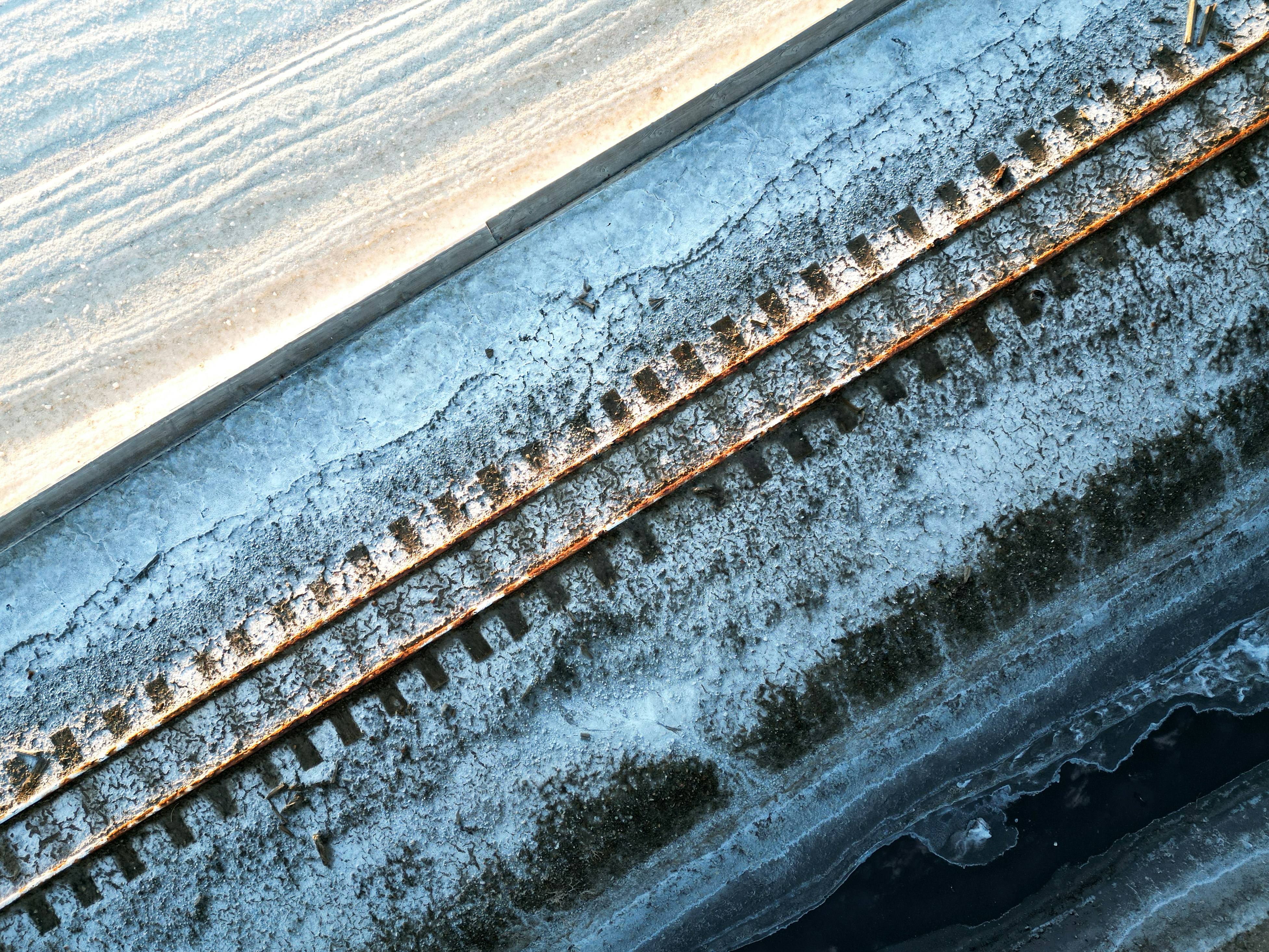 a close up of a railroad track