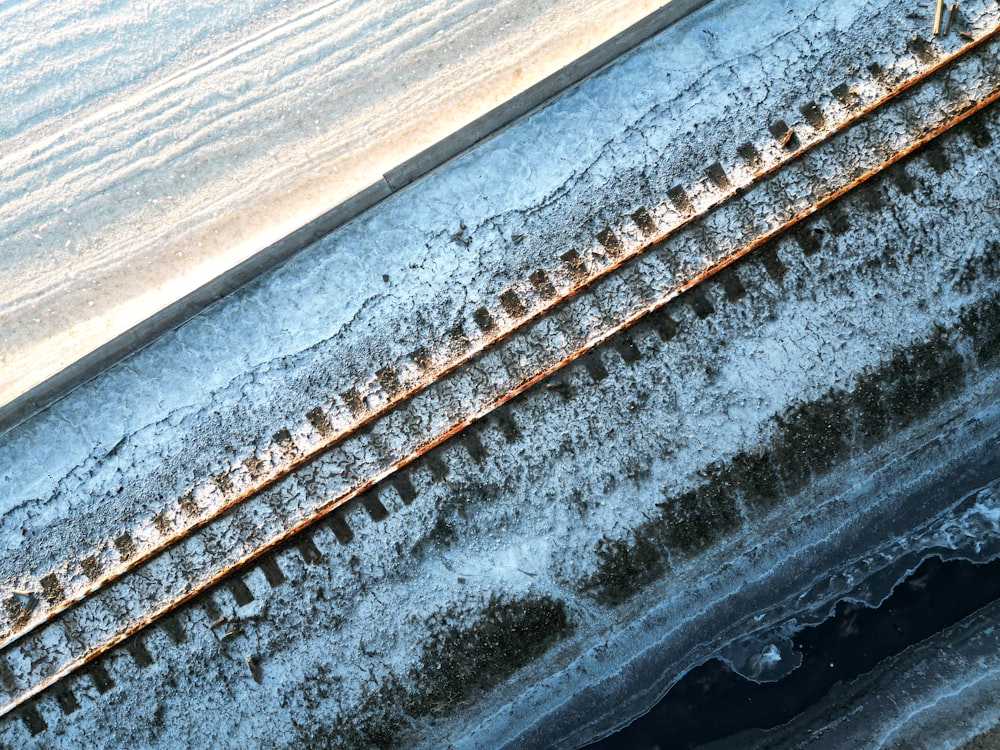 a close up of a railroad track