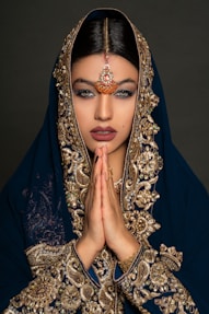 a person wearing a headdress