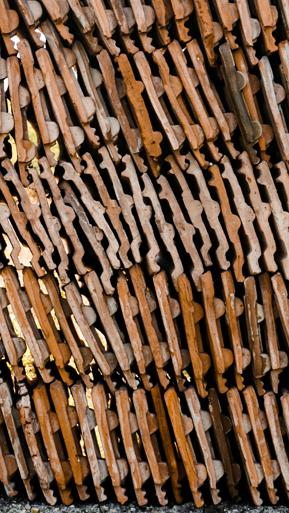 a close up of a wood fence