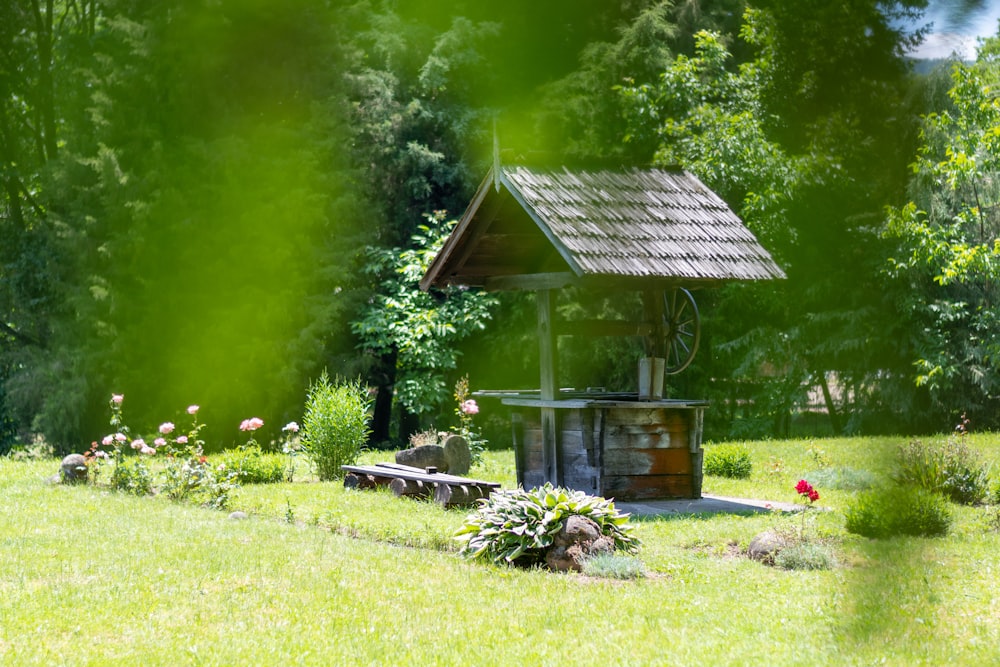 a gazebo in a garden