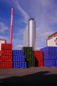 a group of colorful containers