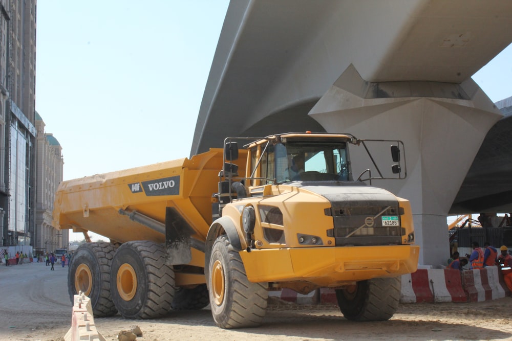 a large yellow construction vehicle