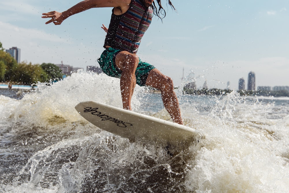 a man surfing on the waves