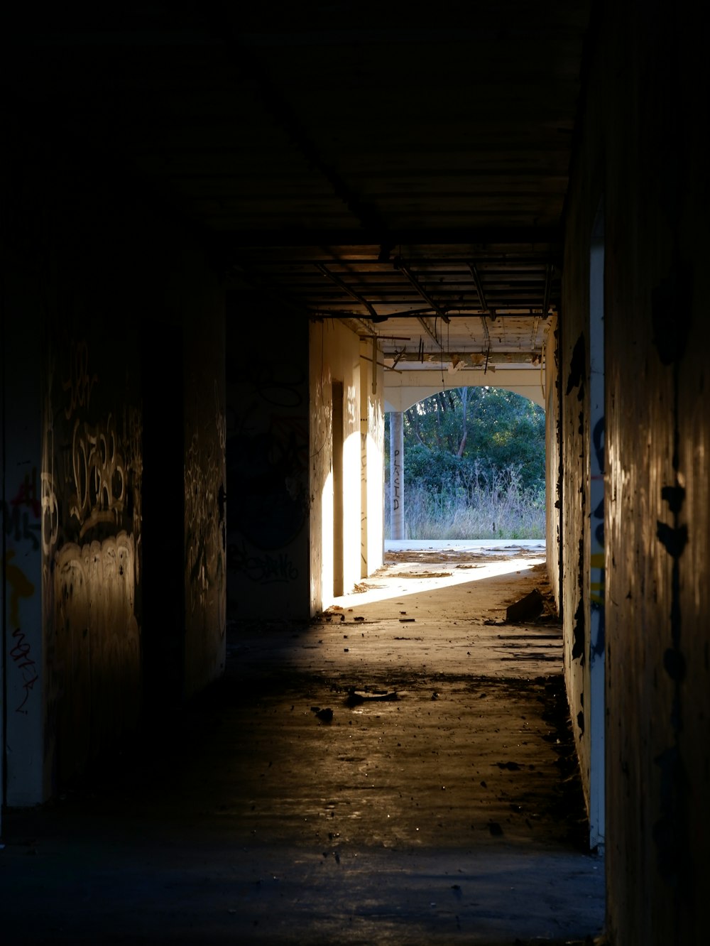 a hallway with a window