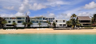 a building on the beach