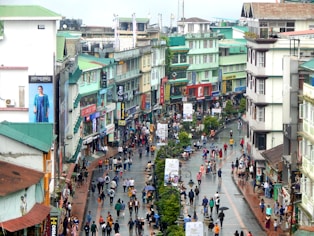 a crowded street with many people