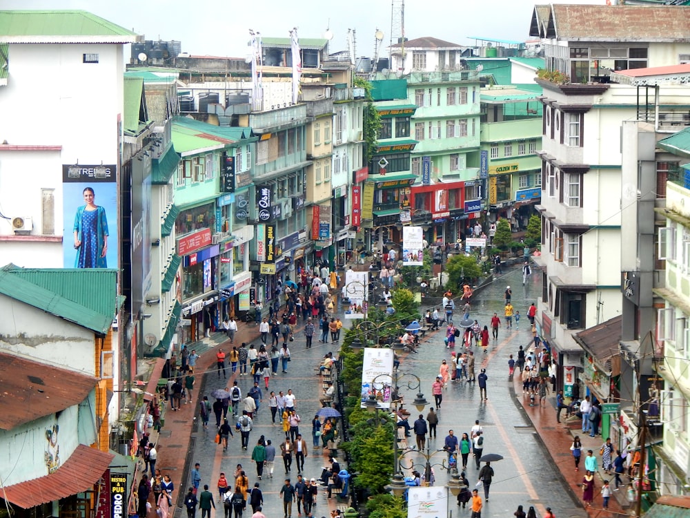 a crowded street with many people