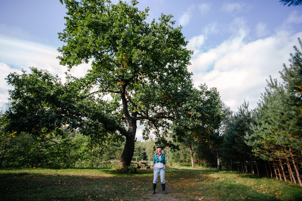 a person standing in a park