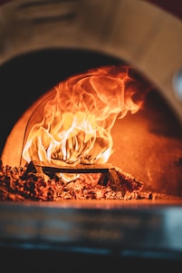 a fire burning in a fireplace