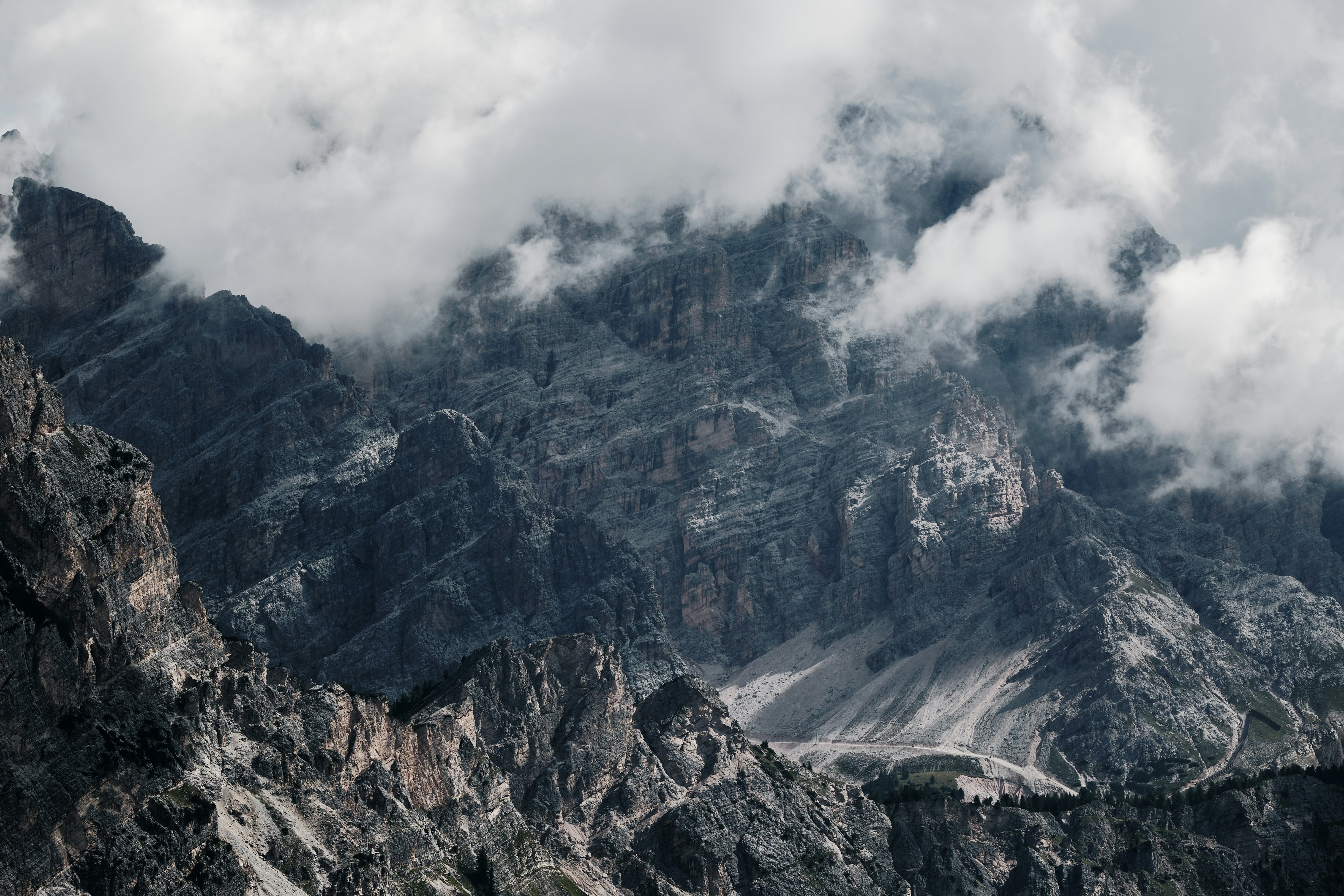 a mountain with a river running through it
