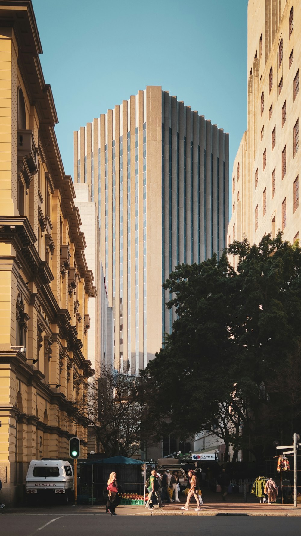 a tall building in a city