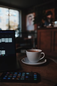 a cup of coffee on a table