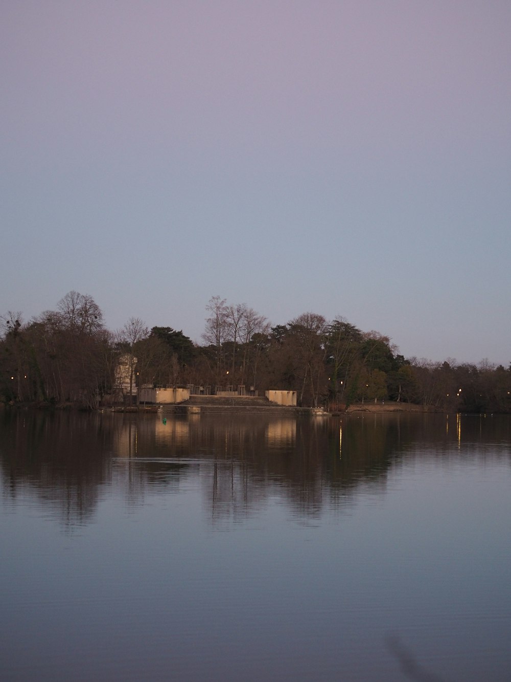 a body of water with trees around it