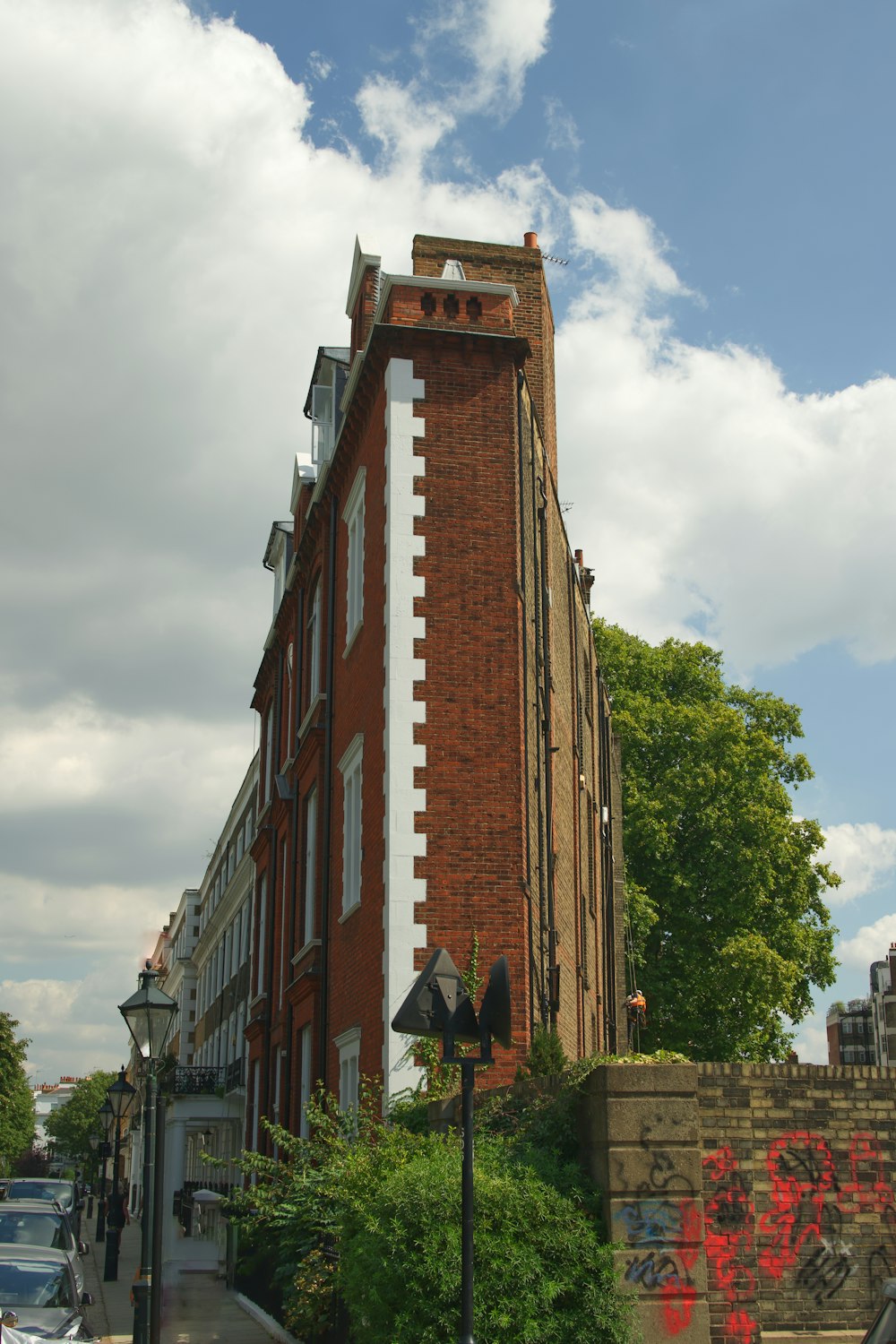 a tall brick building