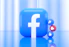 blue and white object with red heart circle linking to facebook