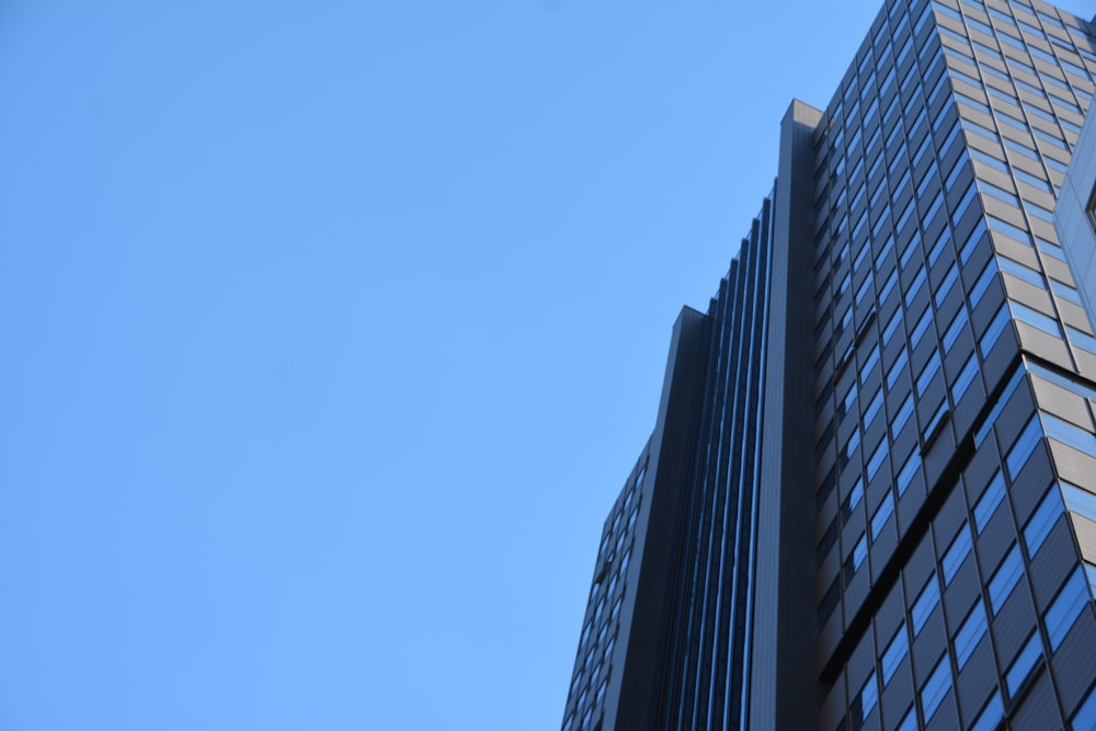 Una vista de ángulo bajo de edificios altos