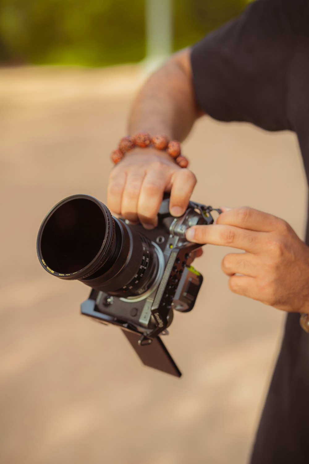 a person holding a small object