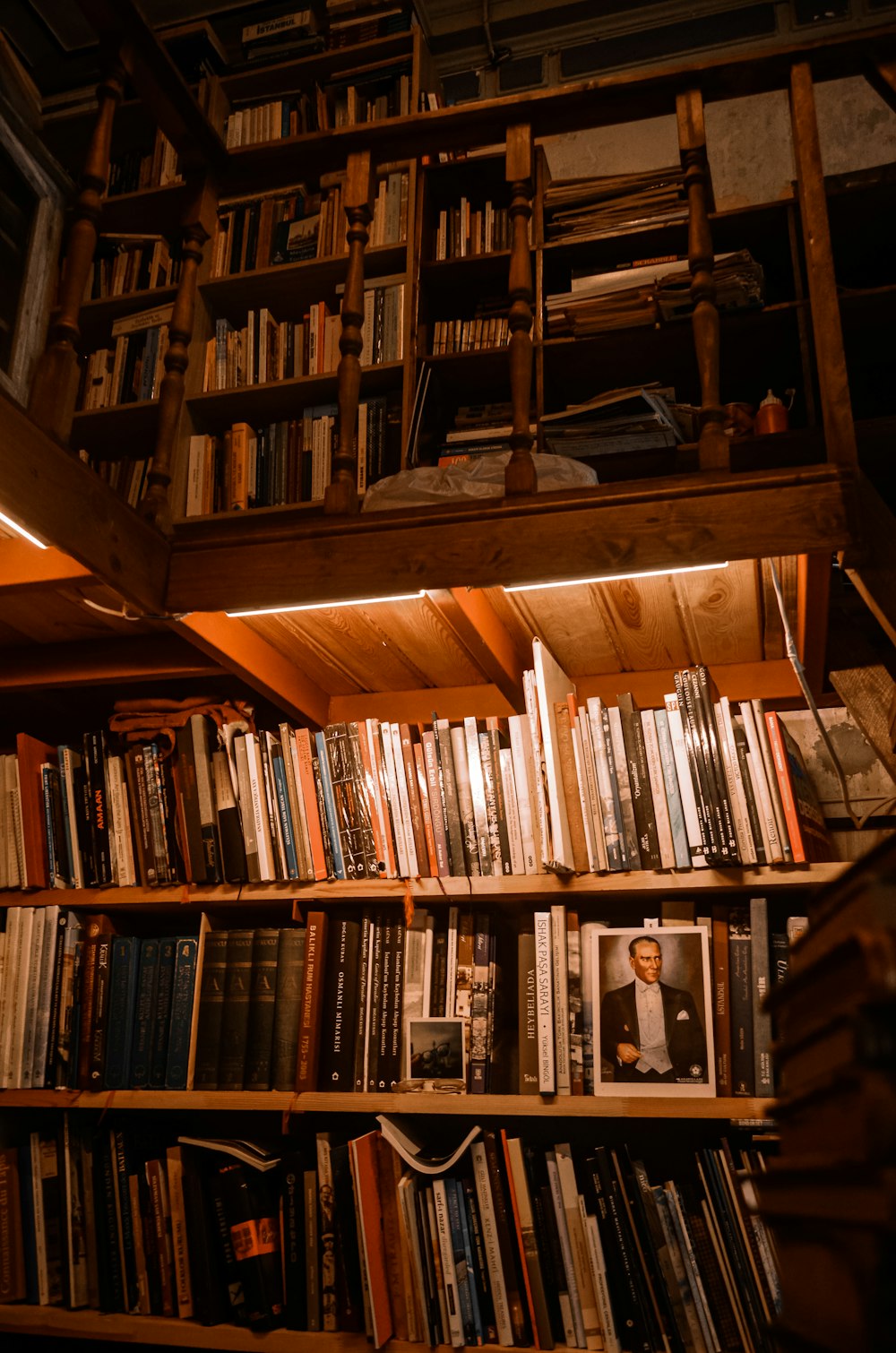 a bookshelf full of books